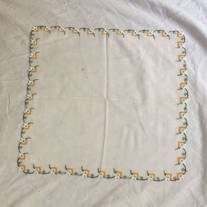Vintage White Handkerchief With White Flowers